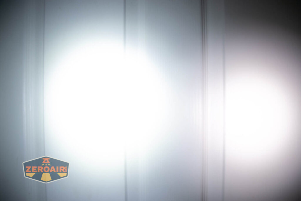 beamshots on door compared to nichia 219b