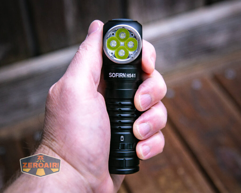 Sofirn HS41 rechargeable headlamp in hand
