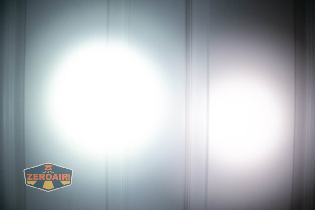 beamshots on door compared to nichia 219b