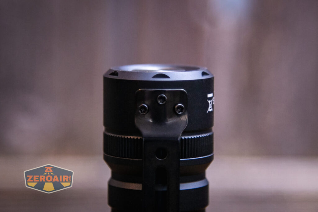 Sofirn SC33 EDC flashlight pocket clip screw detail