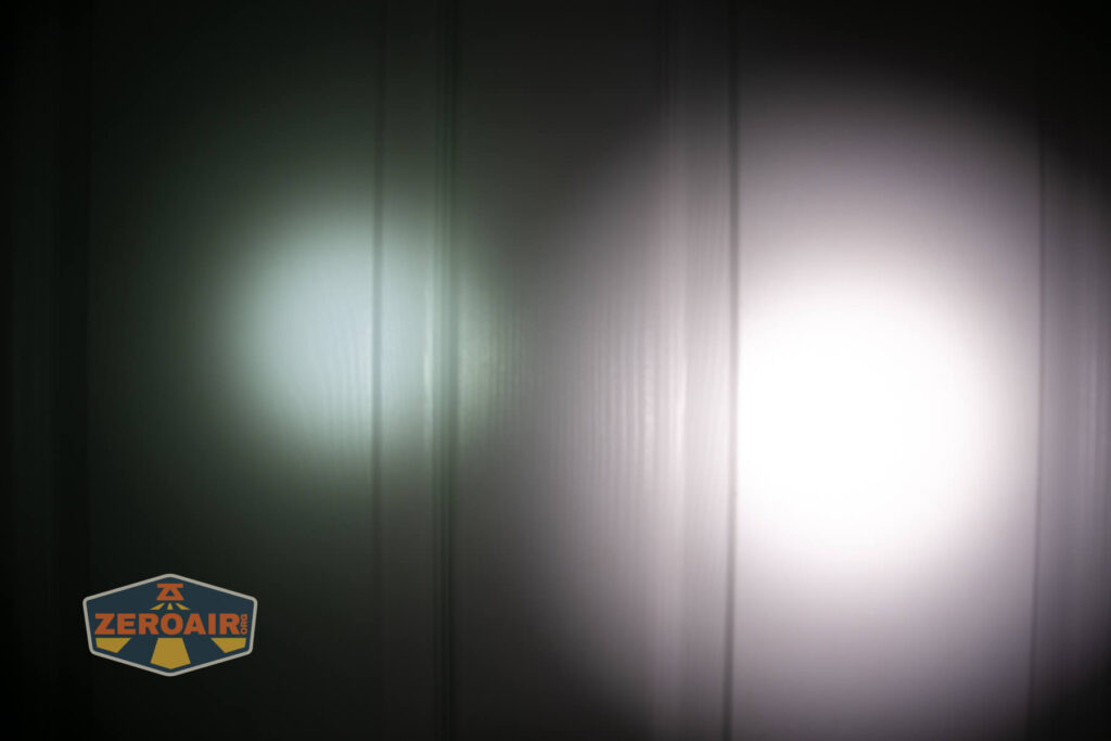 beamshots on door compared to nichia 219b