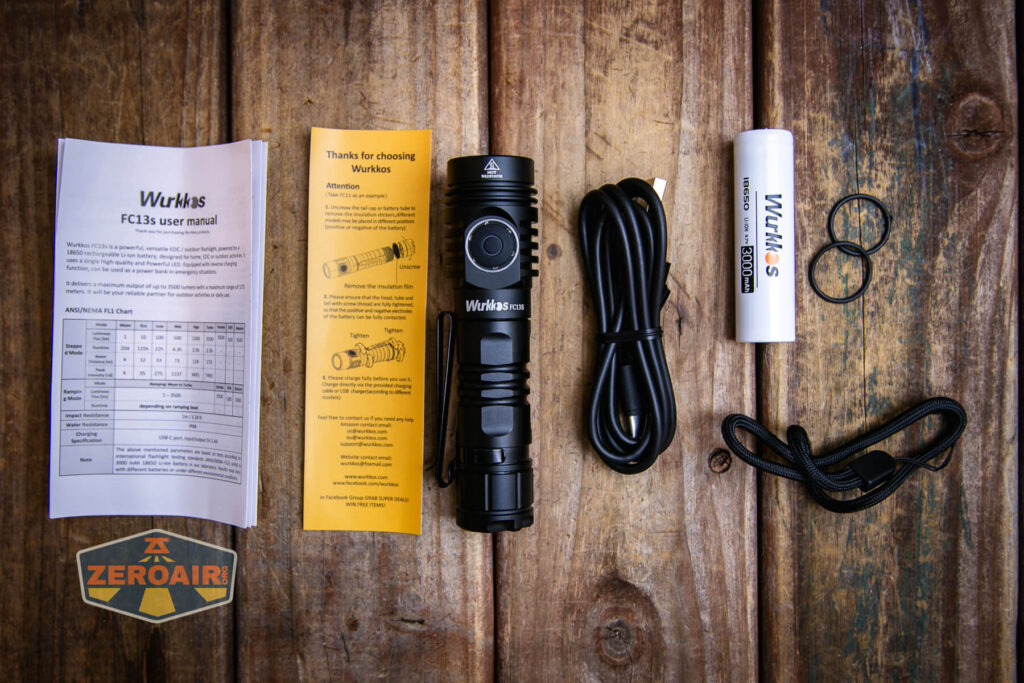 Wurkkos FC13s flashlight what's included
