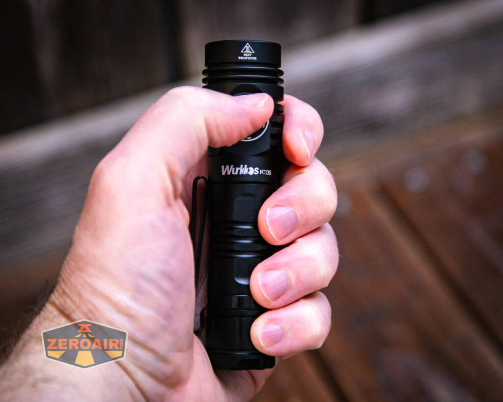 Wurkkos FC13s flashlight in hand