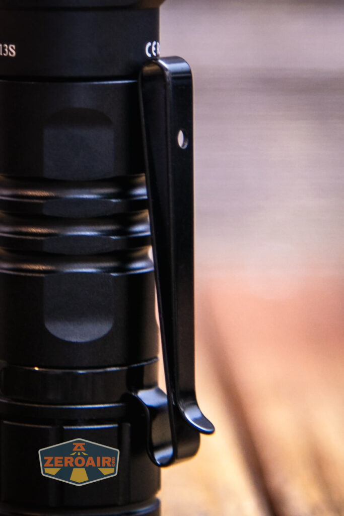 Wurkkos FC13s flashlight pocket clip detail
