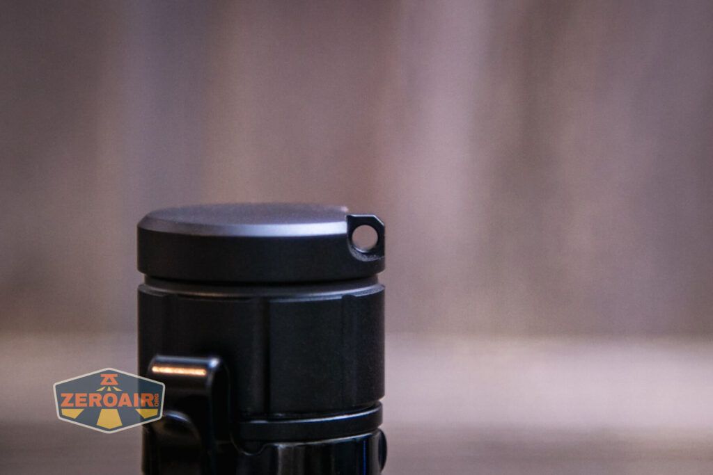 Wurkkos FC13s flashlight lanyard hole in tailcap