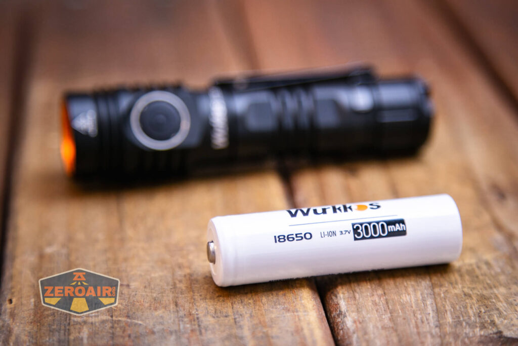 Wurkkos FC13s flashlight with included 18650 cell