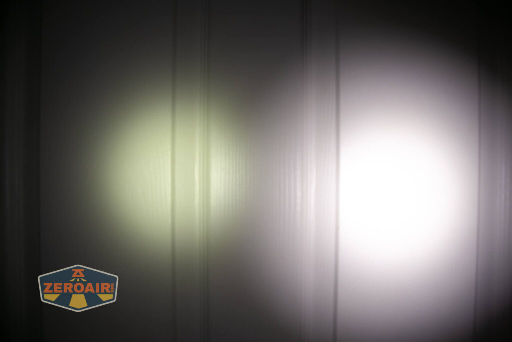 beamshots on door compared to nichia 219b