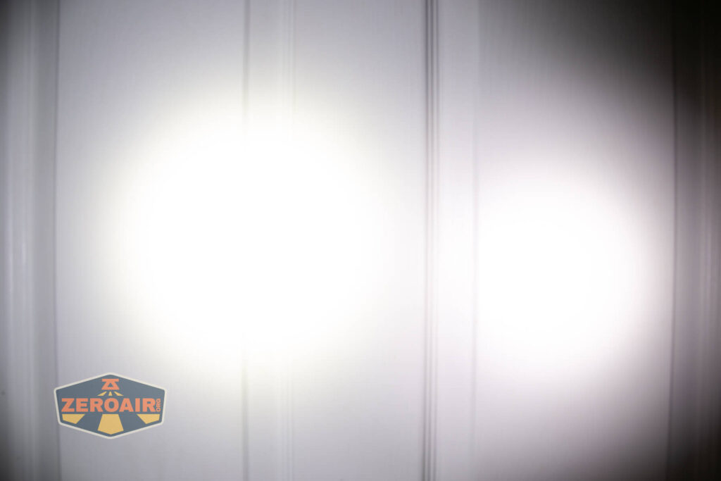 beamshots on door compared to nichia 219b