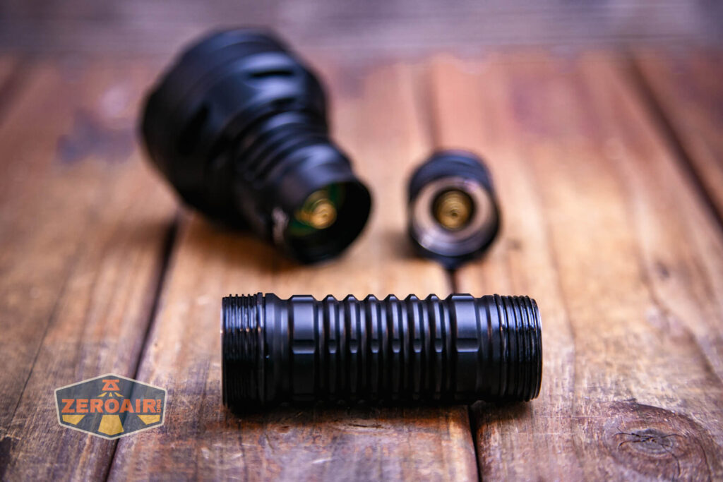 Wurkkos TD01 tactical flashlight cell tube removed