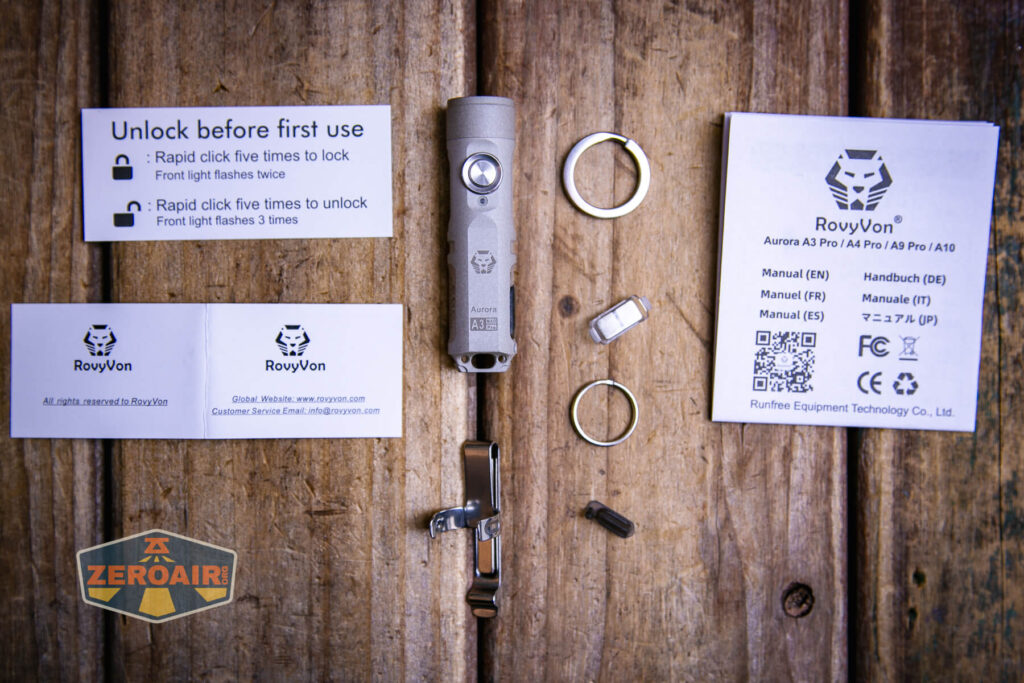 RovyVon A3 Pro MAO flashlight what's included