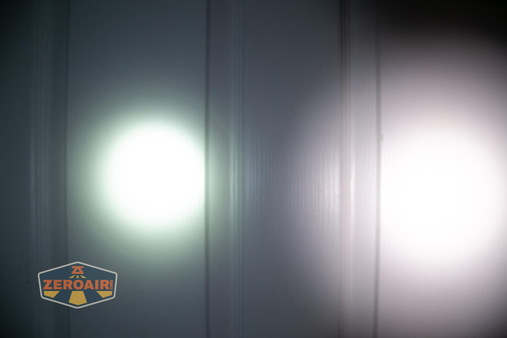 beamshots on door compared to nichia 219b