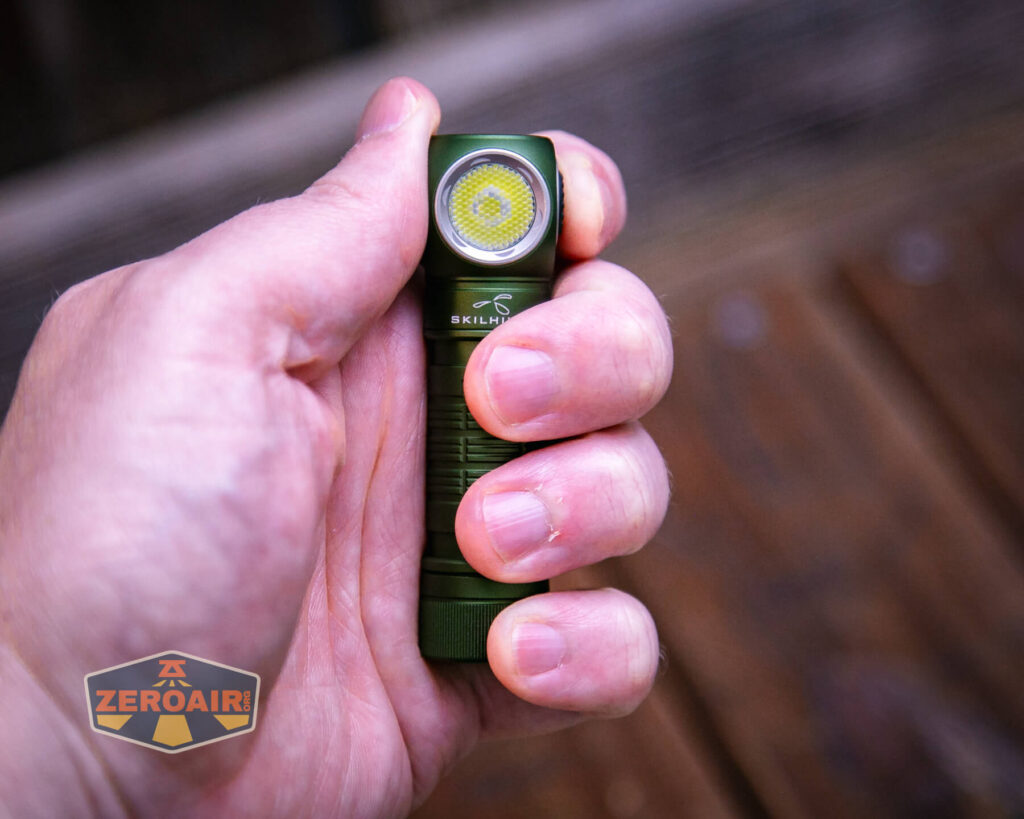 Skilhunt H150 cool white headlamp in hand