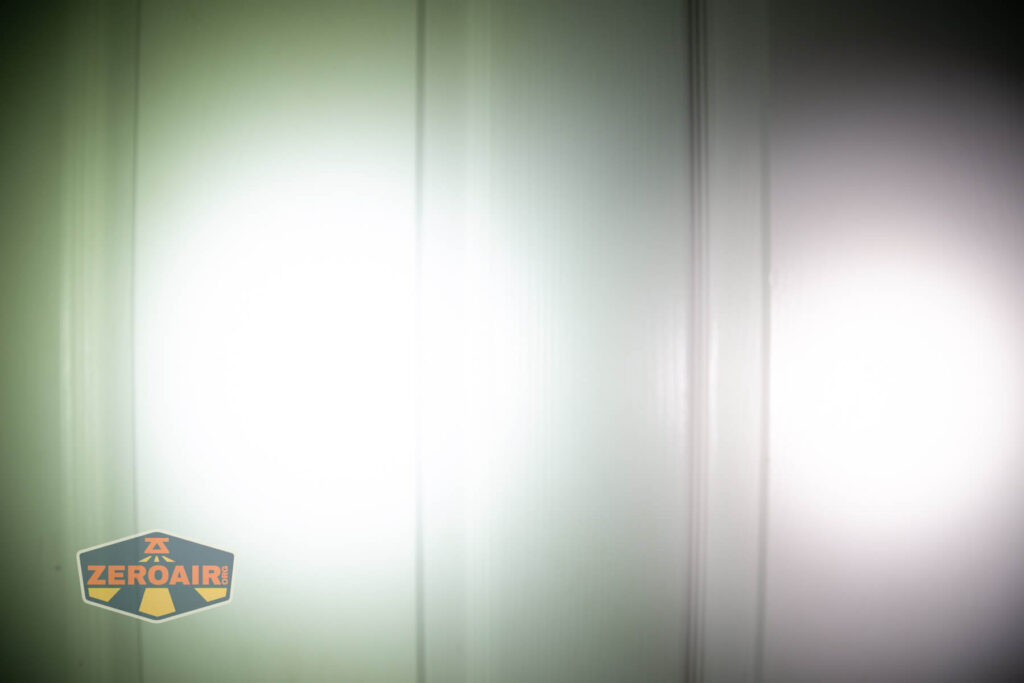 beamshots on door compared to nichia 219b