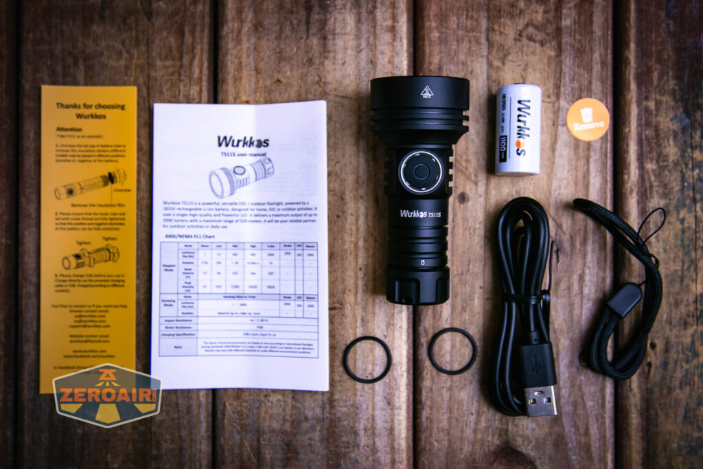 Wurkkos TS11S rechargeable flashlight what's included