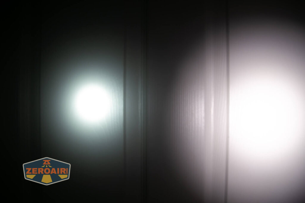 beamshots on door compared to nichia 219b