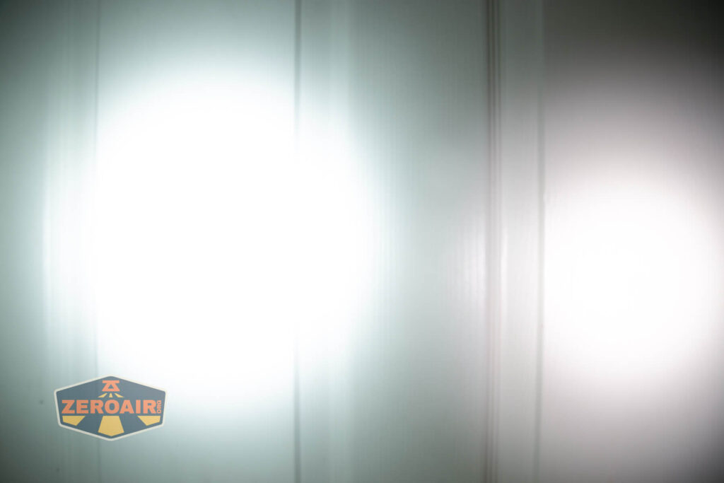 beamshots on door compared to nichia 219b