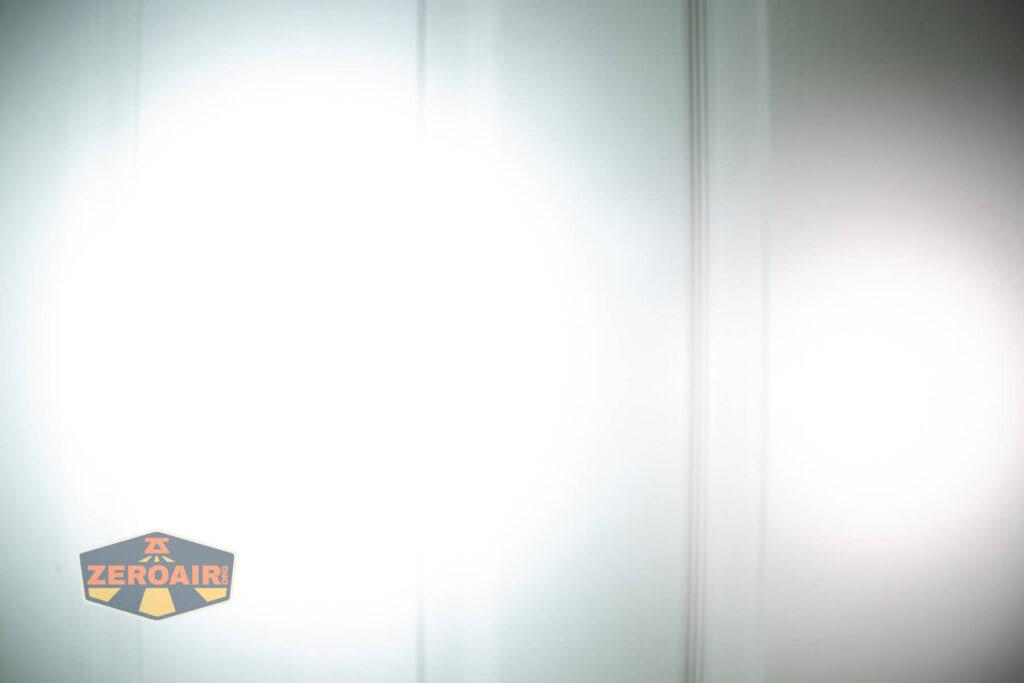 beamshots on door compared to nichia 219b