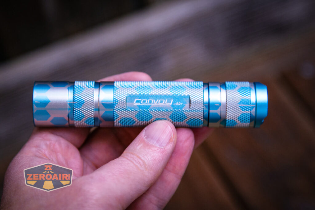 Honeycomb Engraved Convoy S2+ in hand