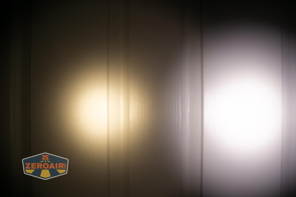 beamshots on door compared to nichia 219b