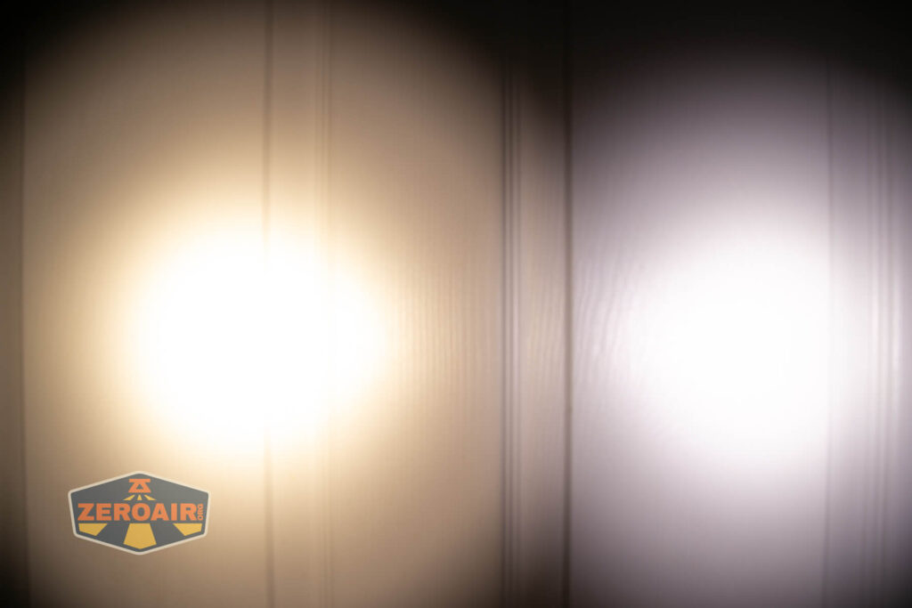 beamshots on door compared to nichia 219b