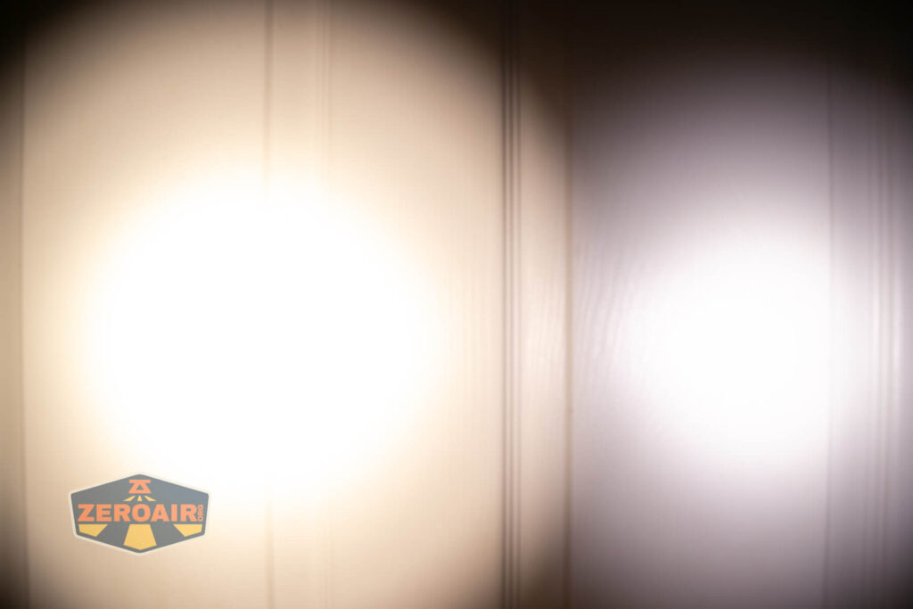 beamshots on door compared to nichia 219b