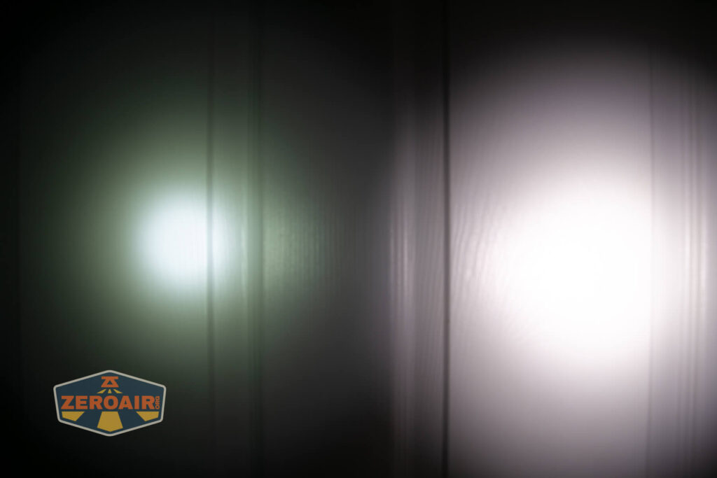 beamshots on door compared to nichia 219b