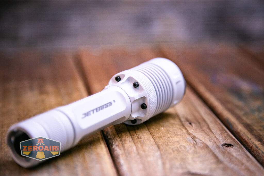 JETBeam M37 Crossbow flashlight screws on head