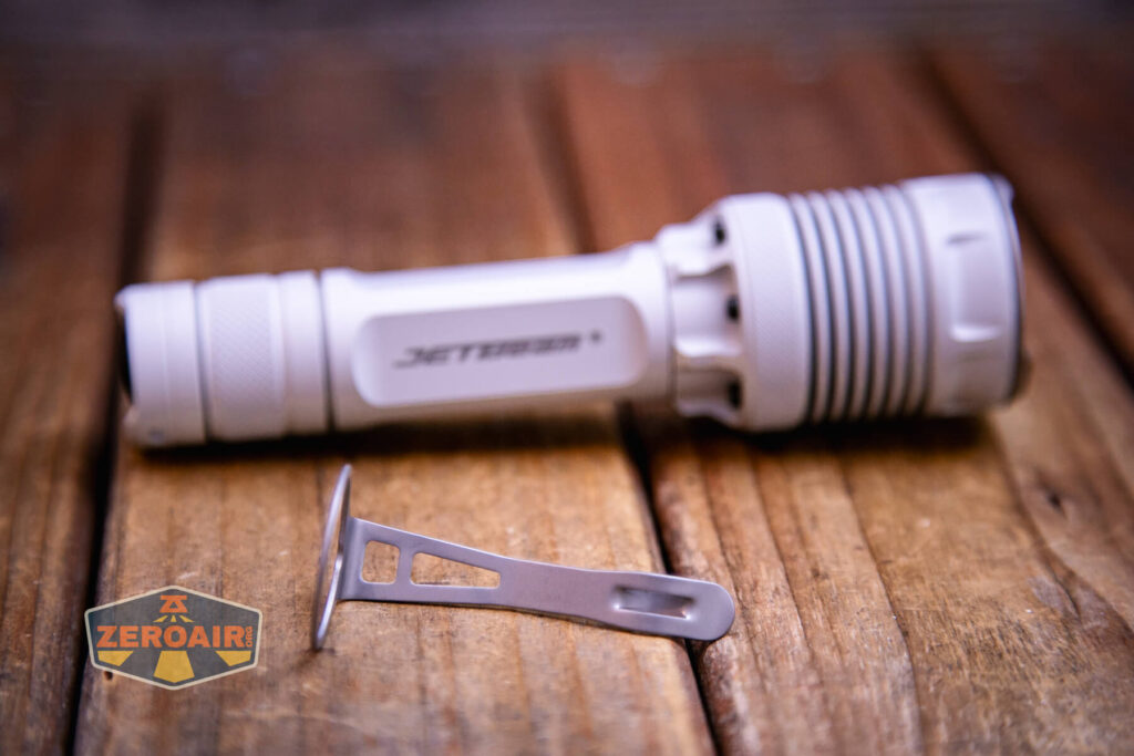 JETBeam M37 Crossbow flashlight pocket clip off