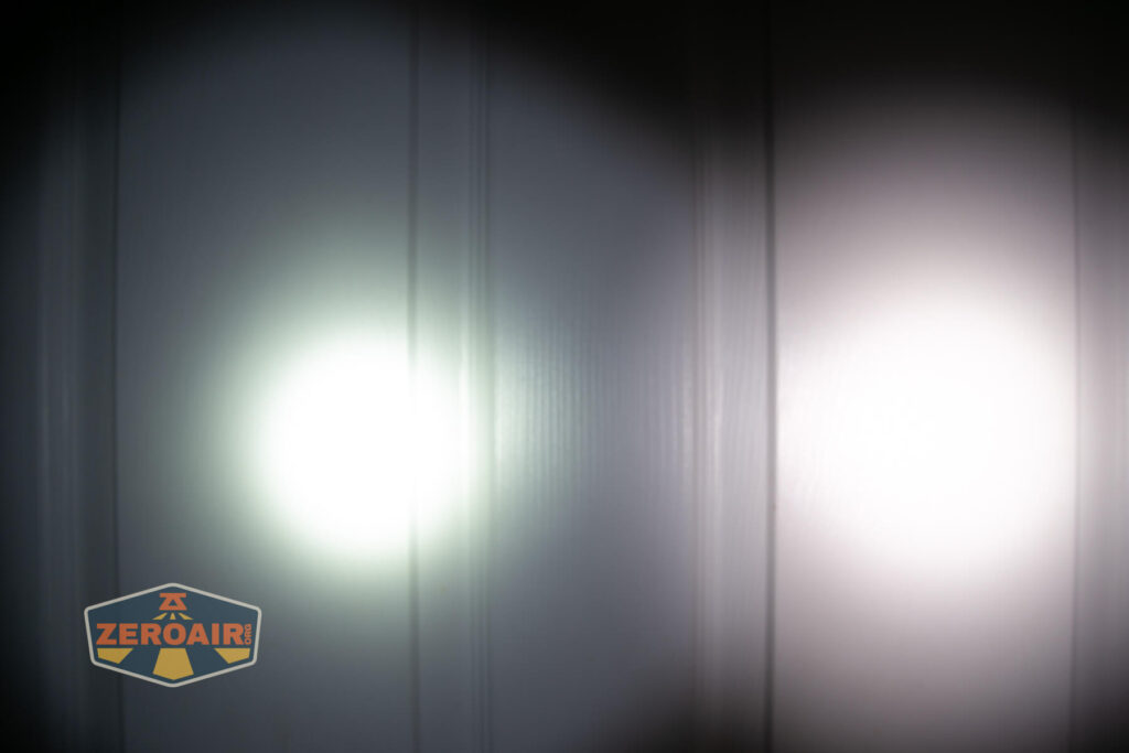 beamshots on door compared to nichia 219b