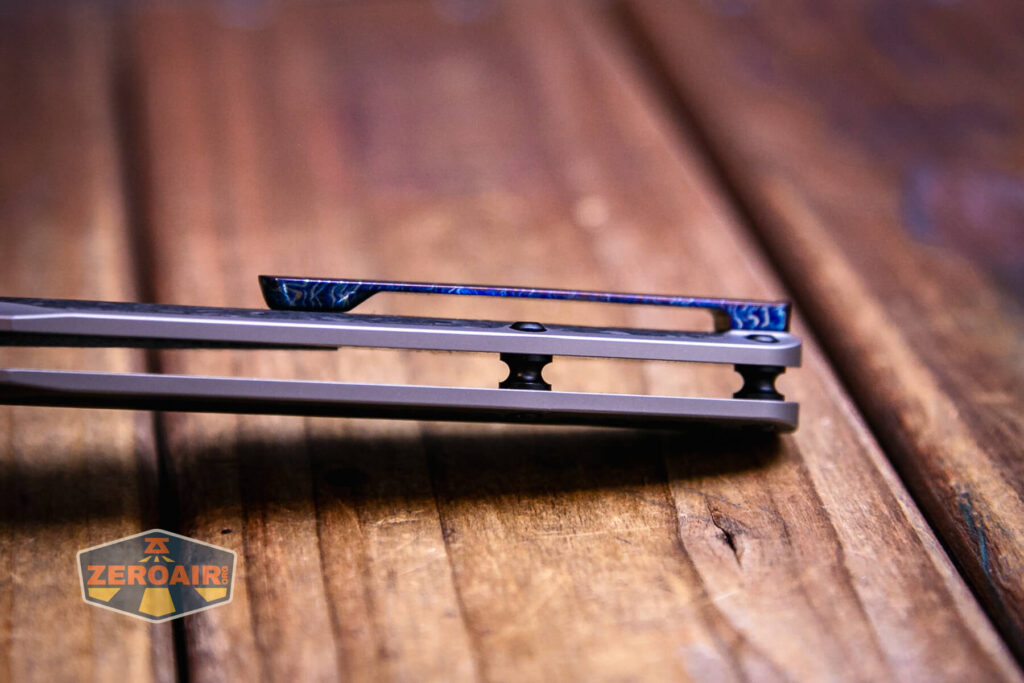 Kansept Tuckamore titanium knife entropic pocket clip side view