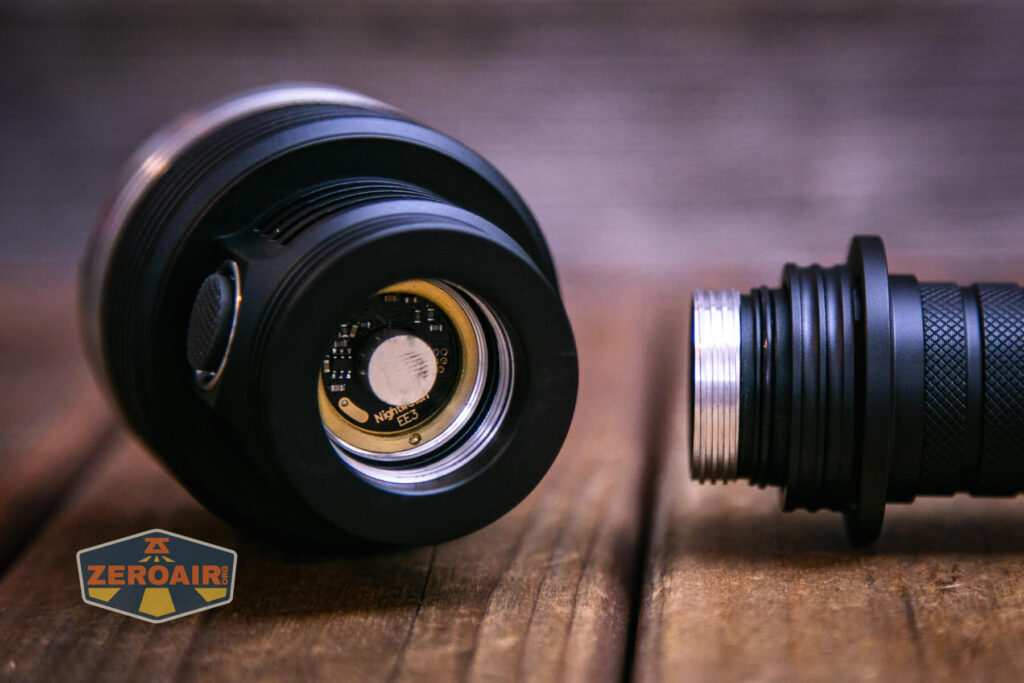 Nightwatch NS14R flood flashlight head contact button and threads