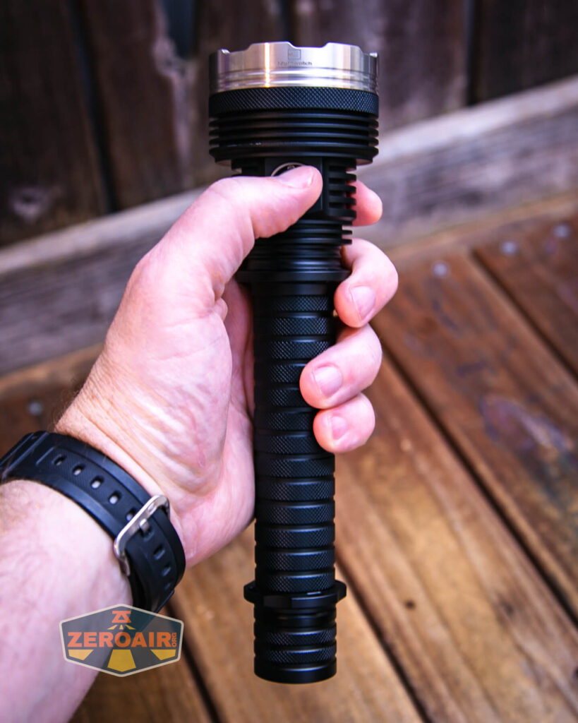 Nightwatch NS14R flood flashlight in hand