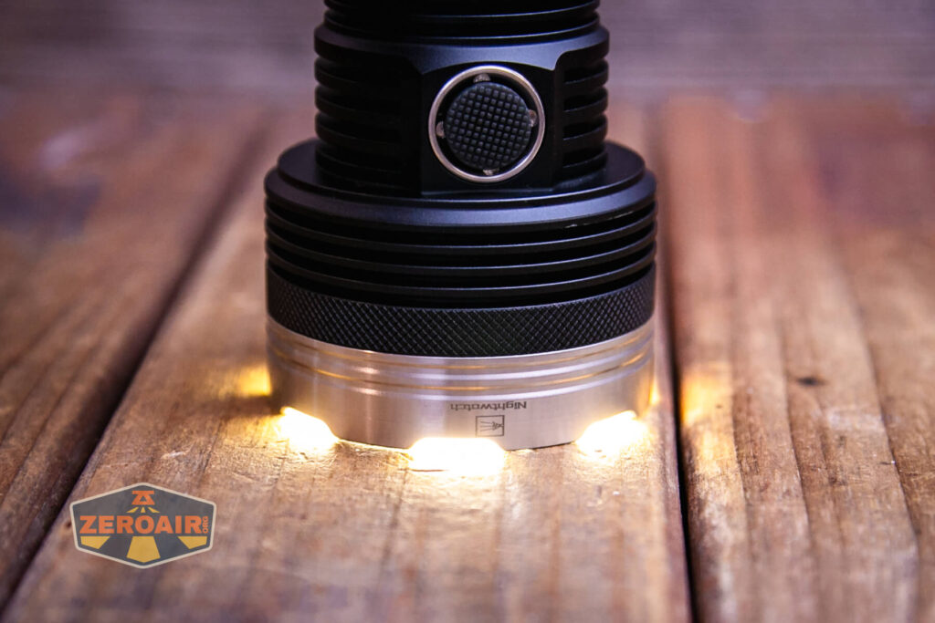 Nightwatch NS14R flood flashlight bezel down and e-switch