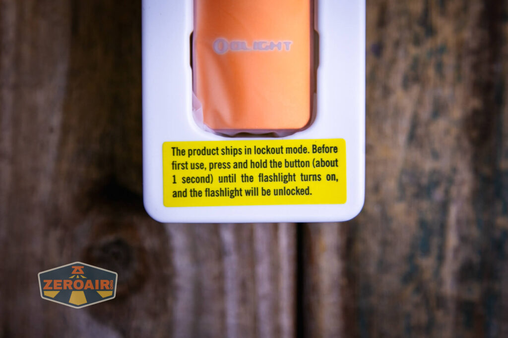 Olight Arkfeld Pro EDC flashlight package label