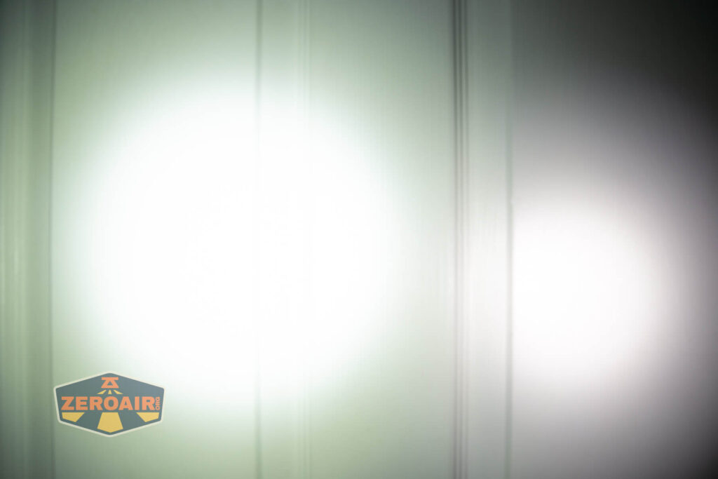 beamshots on door compared to nichia 219b