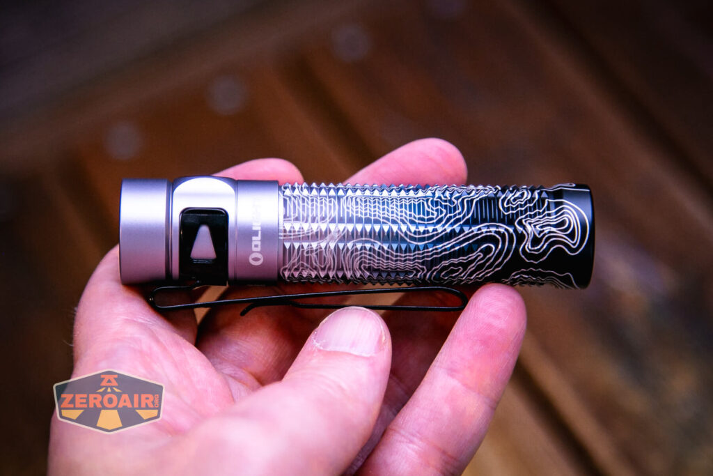 Olight Baton 3 Pro Silver Ridge in hand