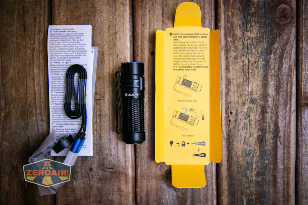 Olight Warrior Nano flashlight inside box instructions