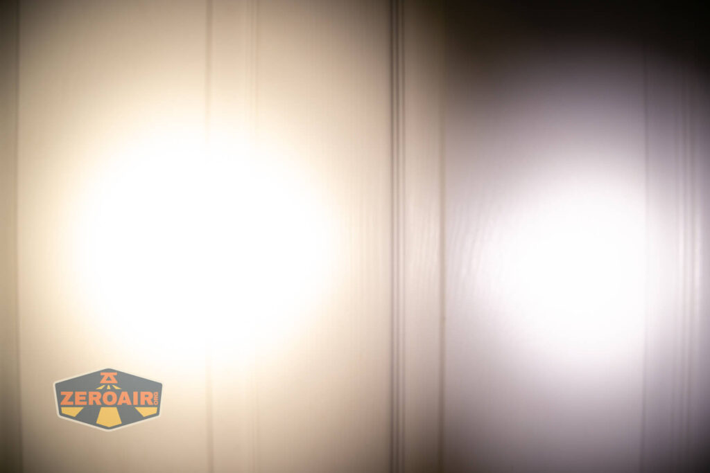 beamshots on door compared to nichia 219b