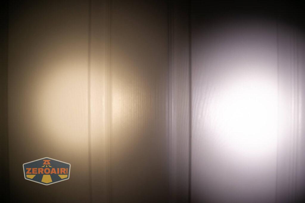 beamshots on door compared to nichia 219b