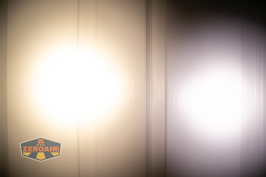 beamshots on door compared to nichia 219b