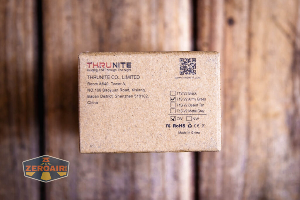 Thrunite T1S V2 flashlight box