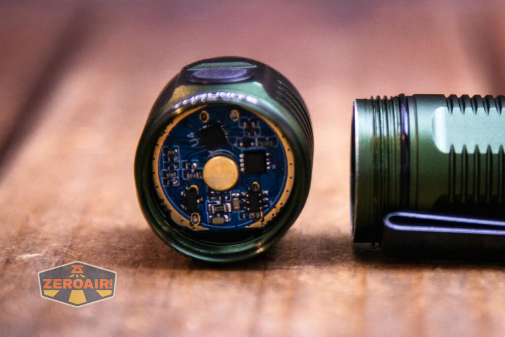 Thrunite T1S V2 flashlight threads and head contact button