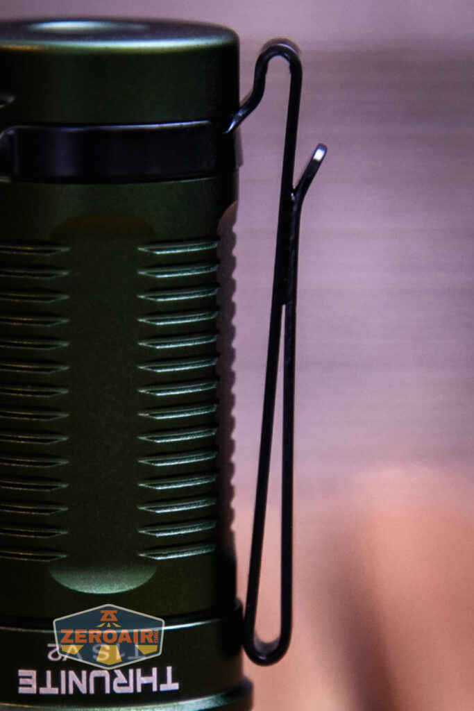 Thrunite T1S V2 flashlight pocket clip detail
