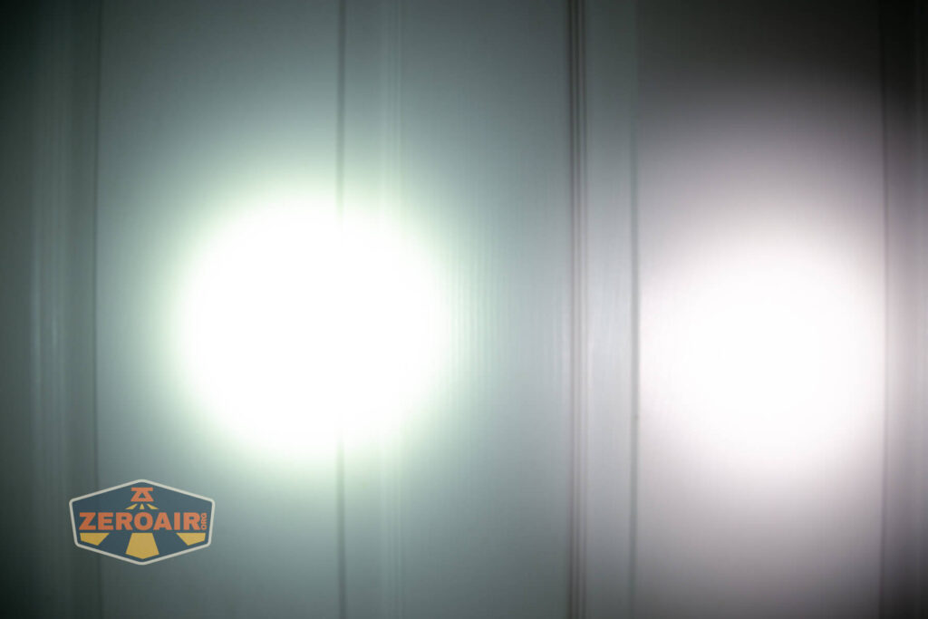 beamshots on door compared to nichia 219b