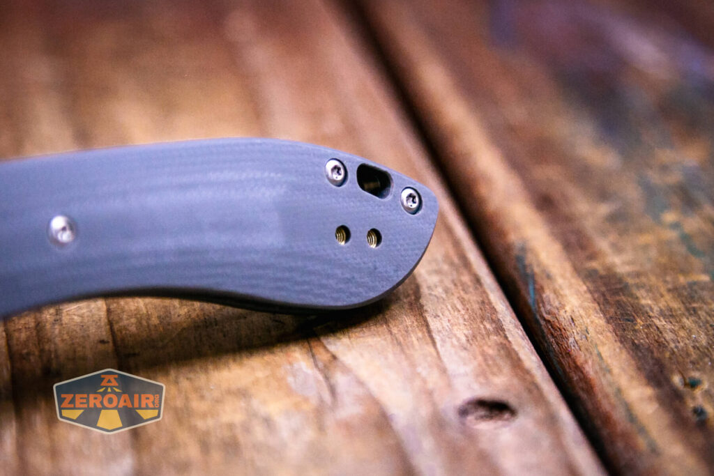 Vosteed Mini Nightshade knife threaded pocket clip holes