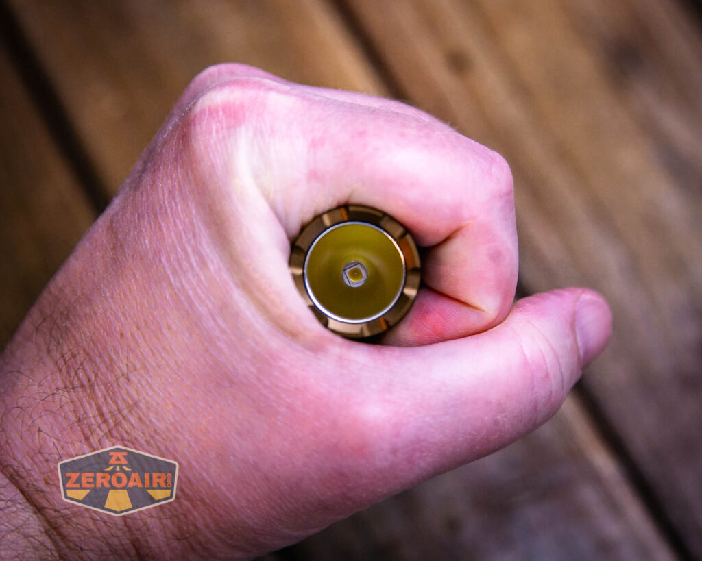 Acebeam TAC AA flashlight in hand