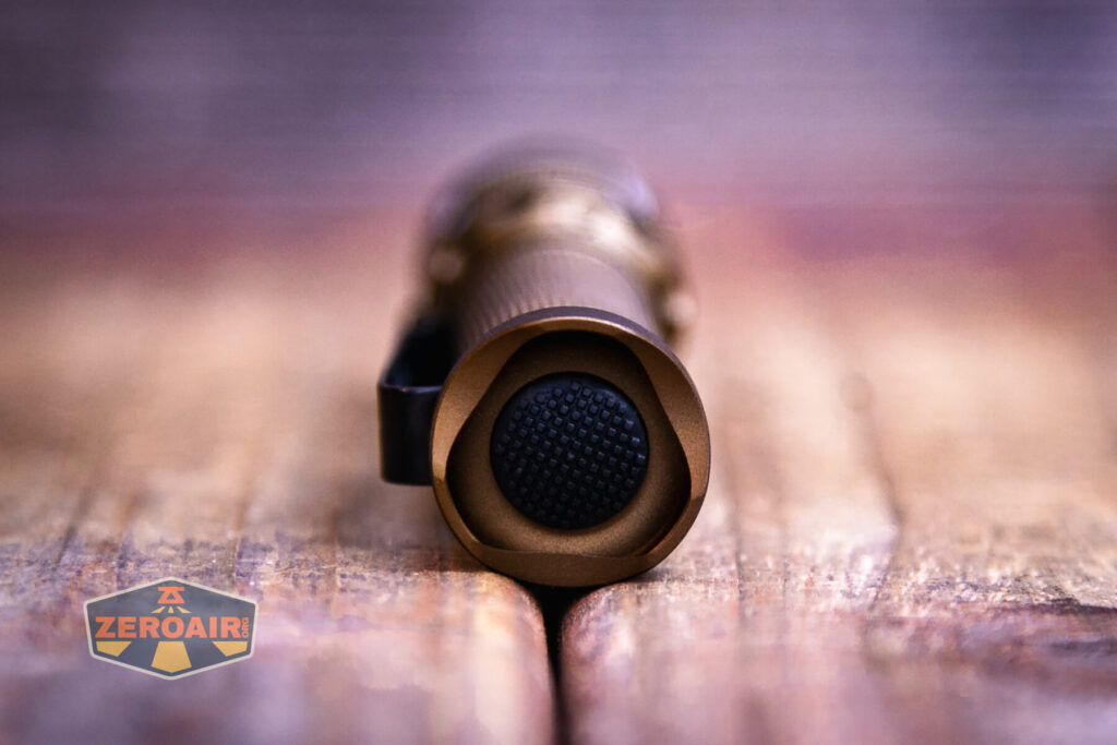 Acebeam TAC AA flashlight mechanical tail switch