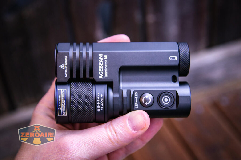 Acebeam Terminator M1 flashlight in hand