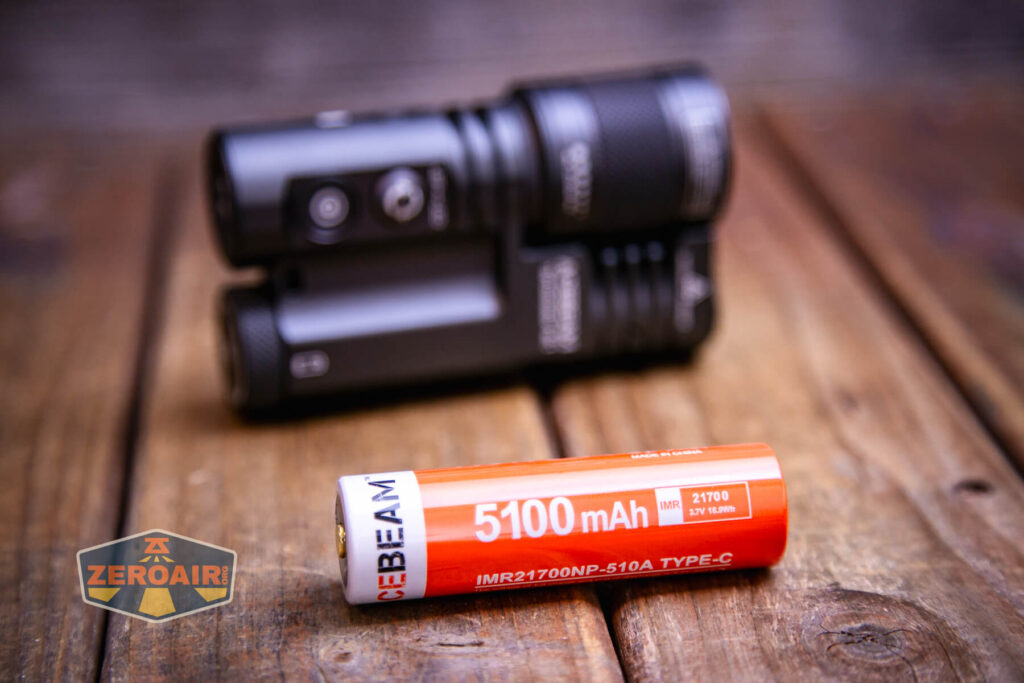 Acebeam Terminator M1 flashlight with included 21700 cell