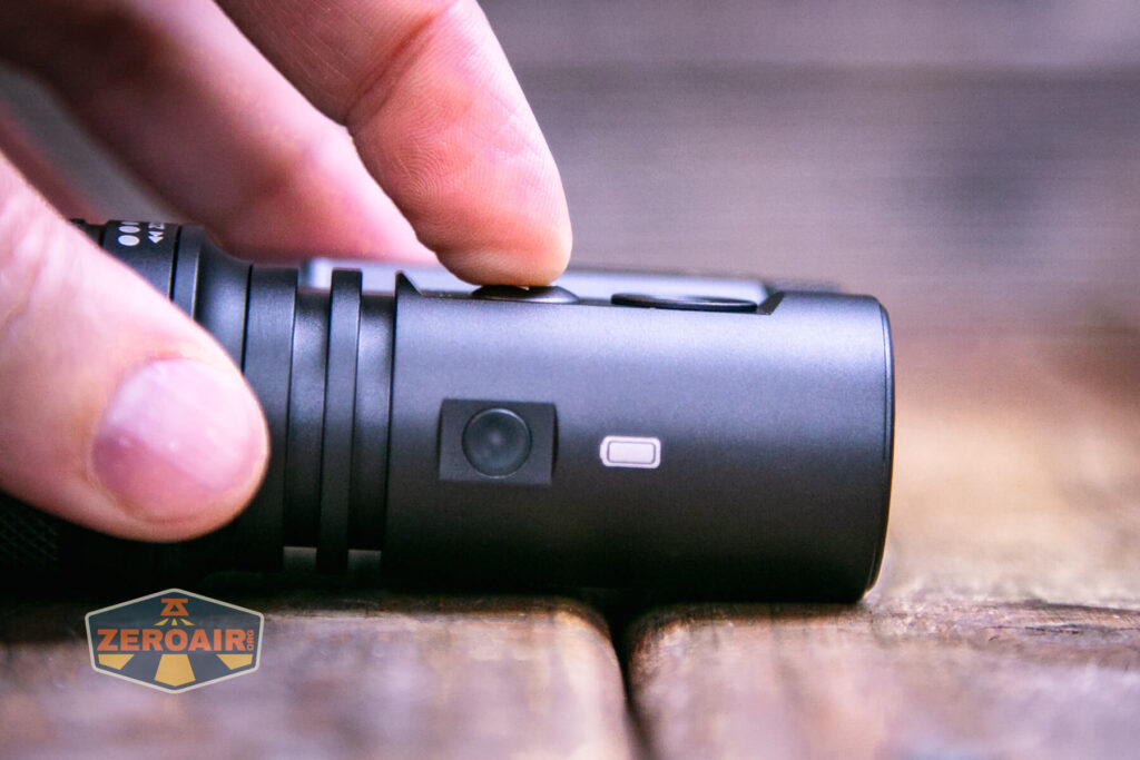 Acebeam Terminator M1 flashlight e-switch actuation
